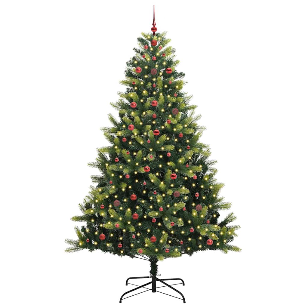 Kunstig hengslet juletre med 300 LED-lamper grønn 240 cm