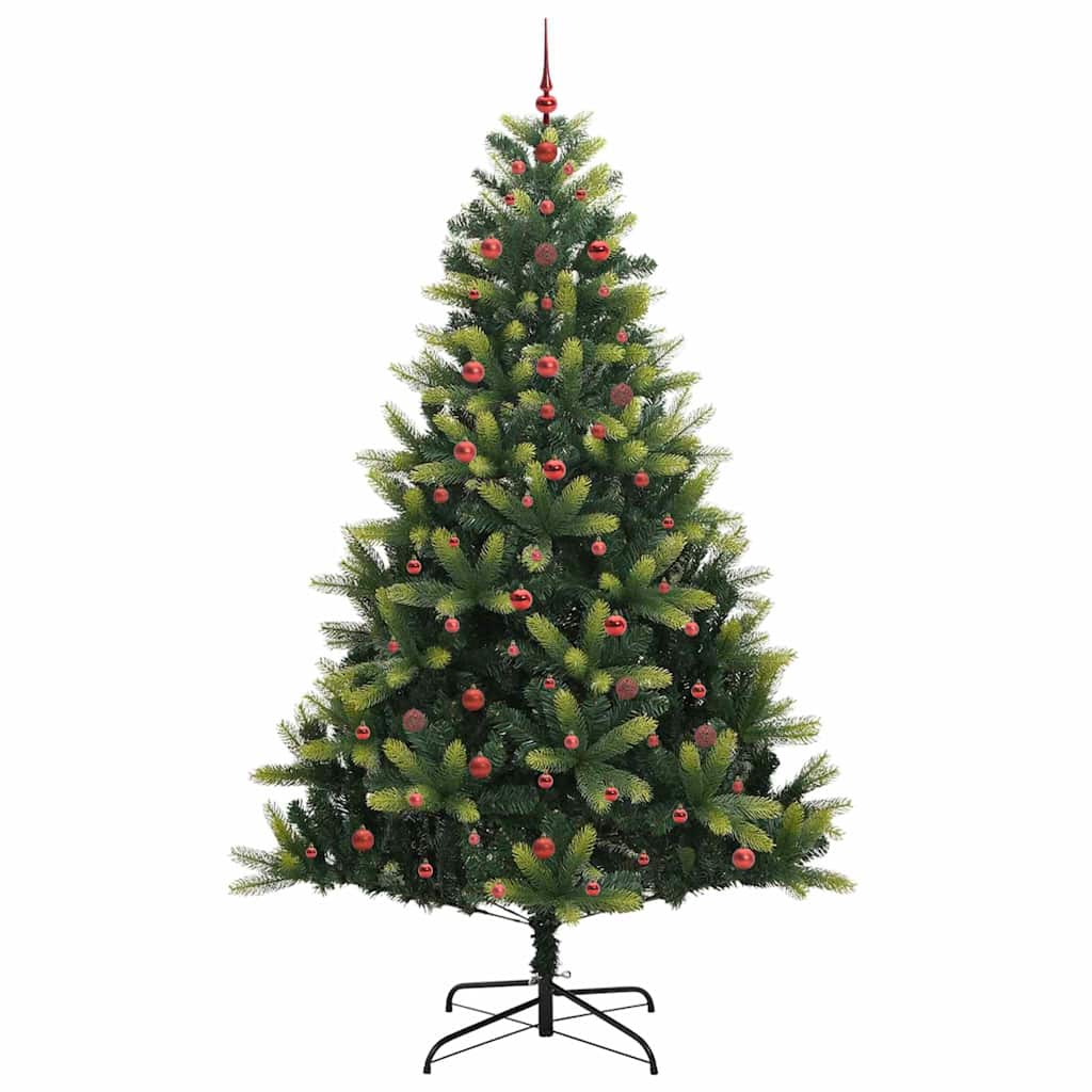 Kunstig hengslet juletre med 300 LED-lamper grønn 240 cm