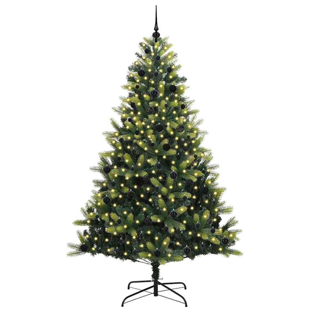 Kunstig leddet juletre med 300 LED-lys grønn 240 cm PVC og PE