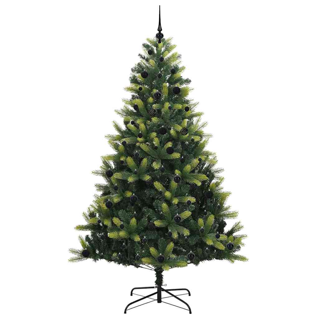 Kunstig leddet juletre med 300 LED-lys grønn 240 cm PVC og PE