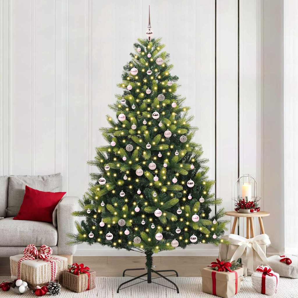 Kunstig sammenleggbart juletre med 300 LED-lys grønn 240 cm