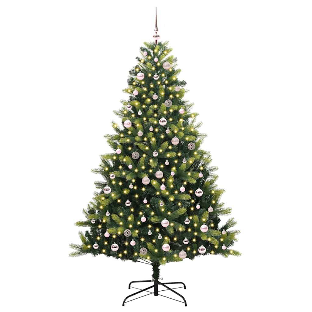 Kunstig leddet juletre med 300 LED-lamper grønn 240 cm