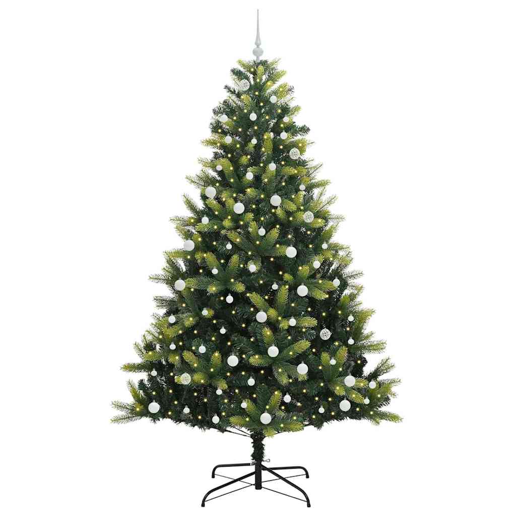 Kunstig leddet juletre med 300 LED-pærer grønn 240 cm PVC og PE