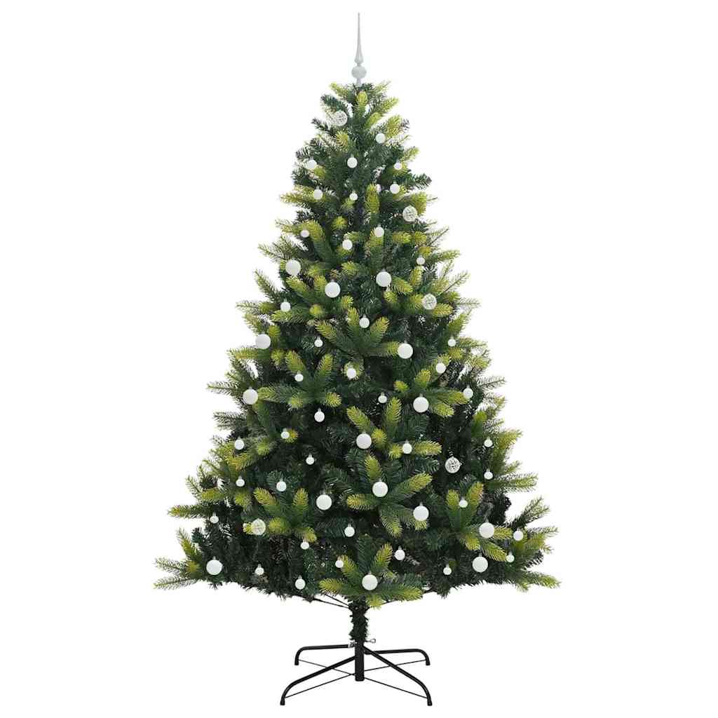 Kunstig leddet juletre med 300 LED-pærer grønn 240 cm PVC og PE