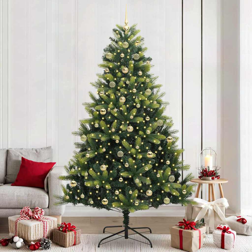 Kunstig hengslet juletre 300 LEDs grønn 240 cm PVC og PE