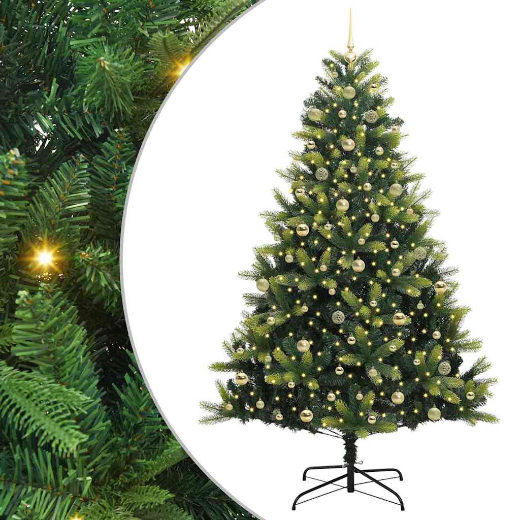 Kunstig hengslet juletre 300 LEDs grønn 240 cm PVC og PE