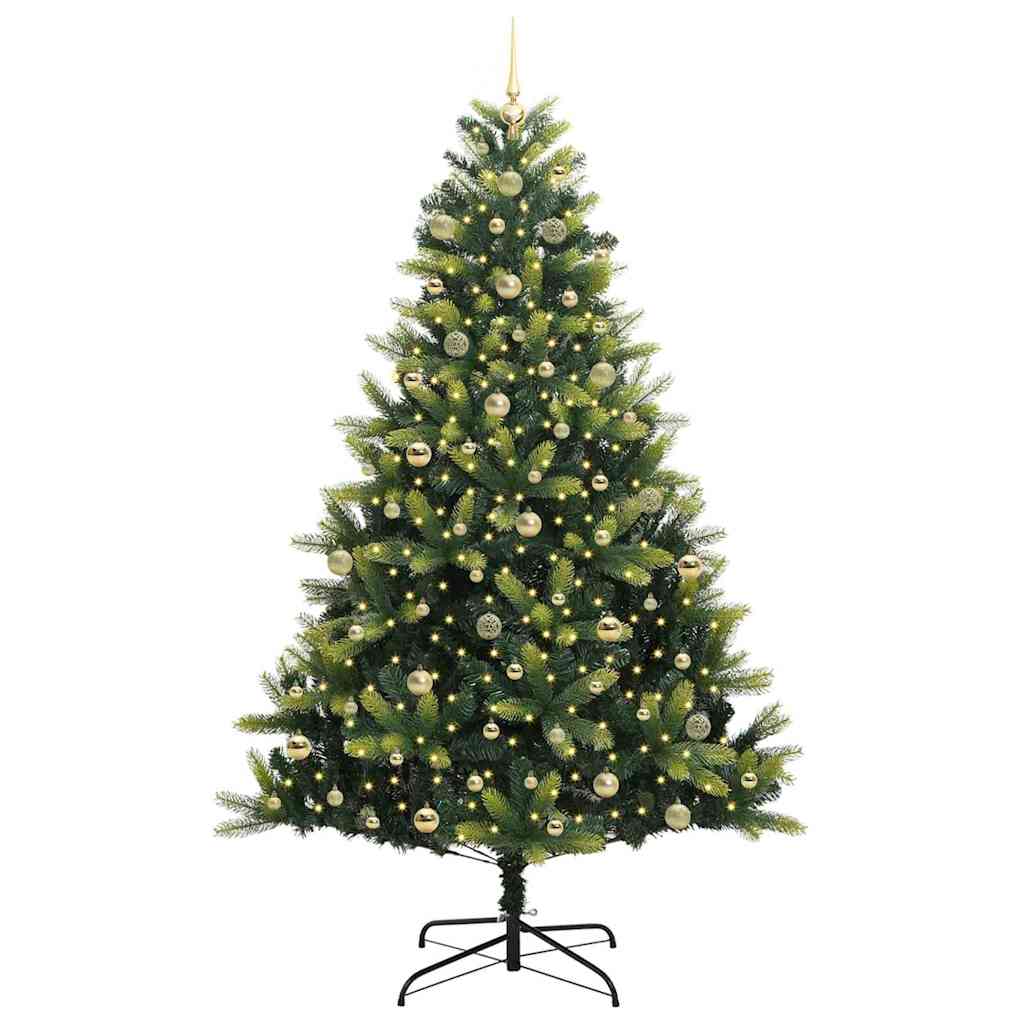 Kunstig hengslet juletre 300 LEDs grønn 240 cm PVC og PE