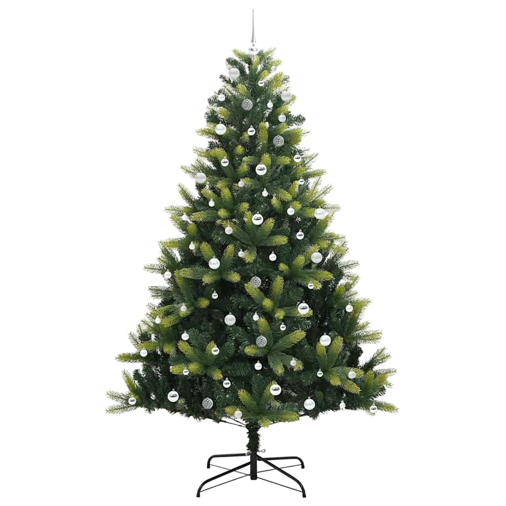 Kunstig hengslet juletre med 300 LED-lys grønn 240 cm PVC og PE