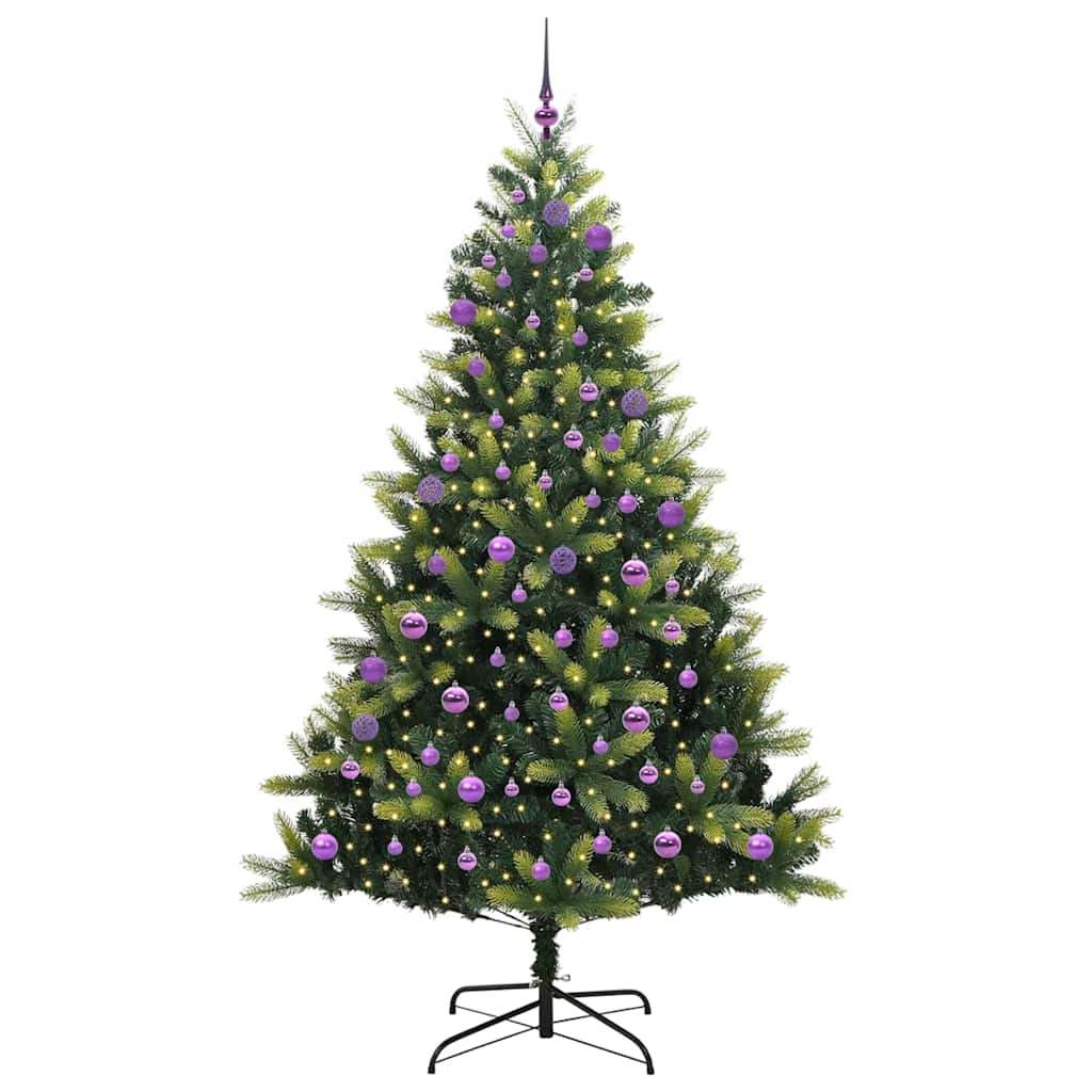 Kunstig hengslet juletre med 300 LED-lys grønn 240 cm PVC og PE