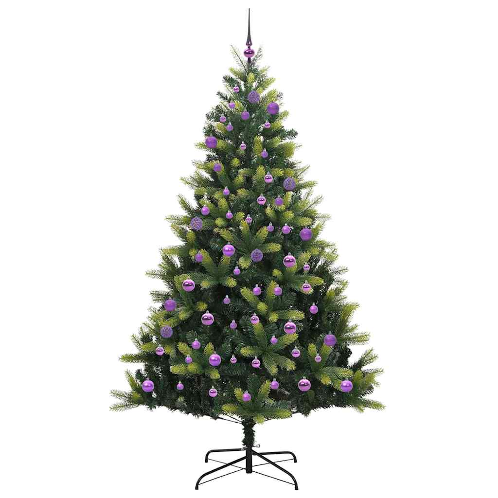 Kunstig hengslet juletre med 300 LED-lys grønn 240 cm PVC og PE