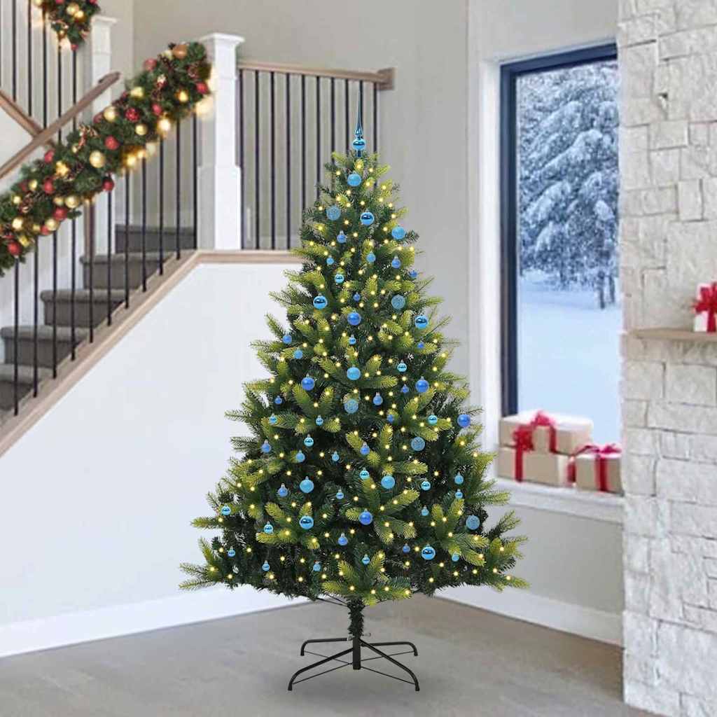 Kunstig leddet juletre med 300 LED-lamper grønn 240 cm