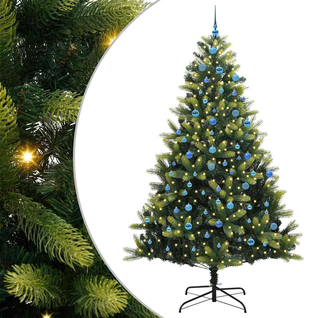 Kunstig leddet juletre med 300 LED-lamper grønn 240 cm