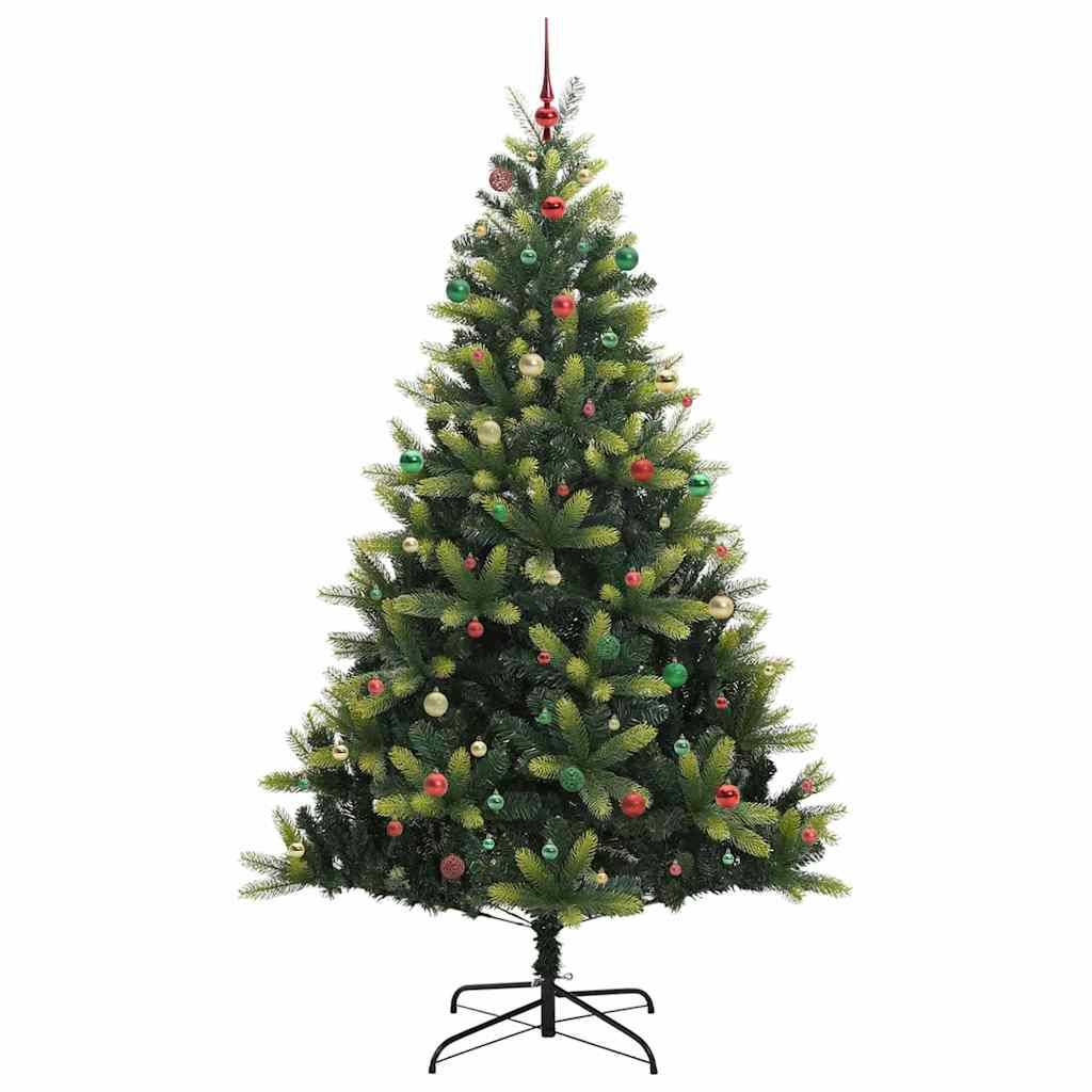 Kunstig sammenleggbar juletre med 300 LED-lamper grønn 240 cm