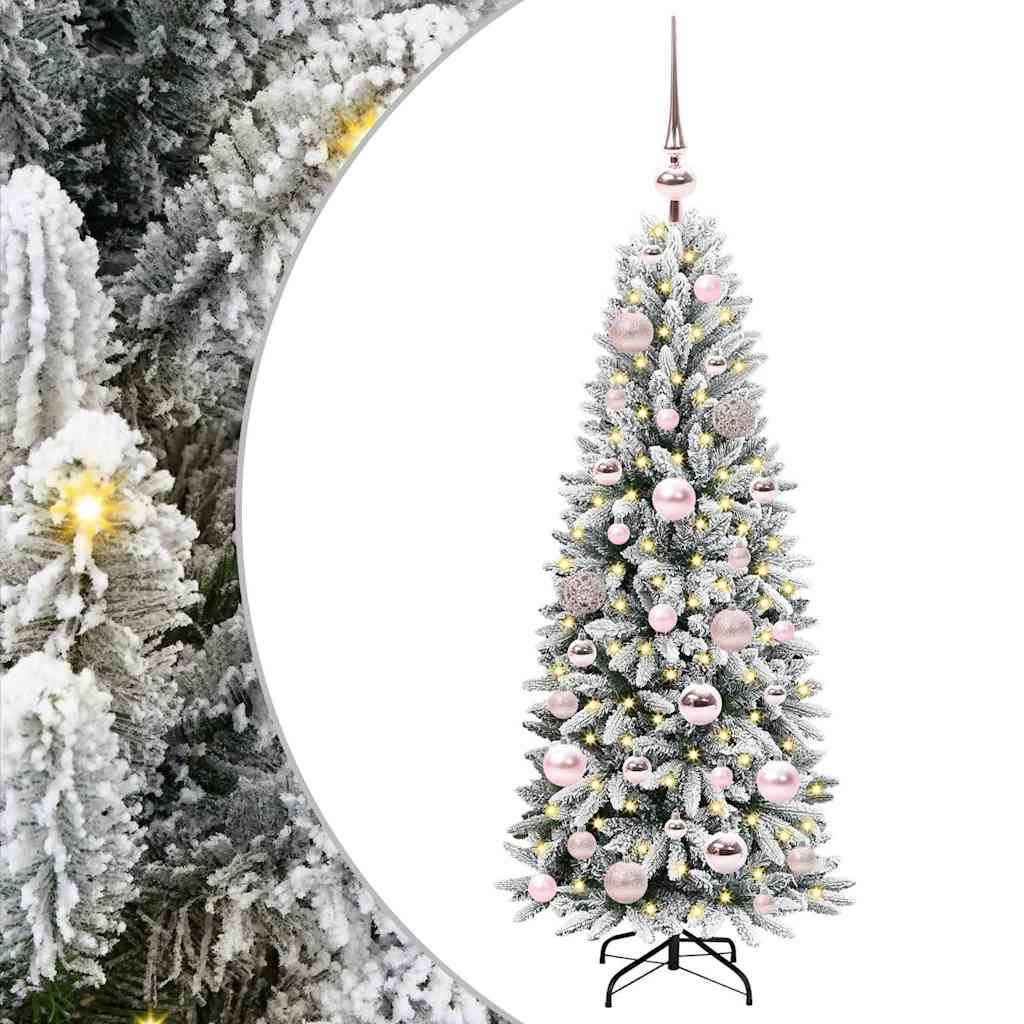 Kunstig juletre med 150 LED Hvit 120 cm PVC, plast, stål og PE