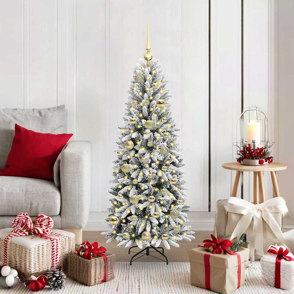 Kunstig juletre med 150 LED Hvit 120 cm PVC, plast, stål og PE