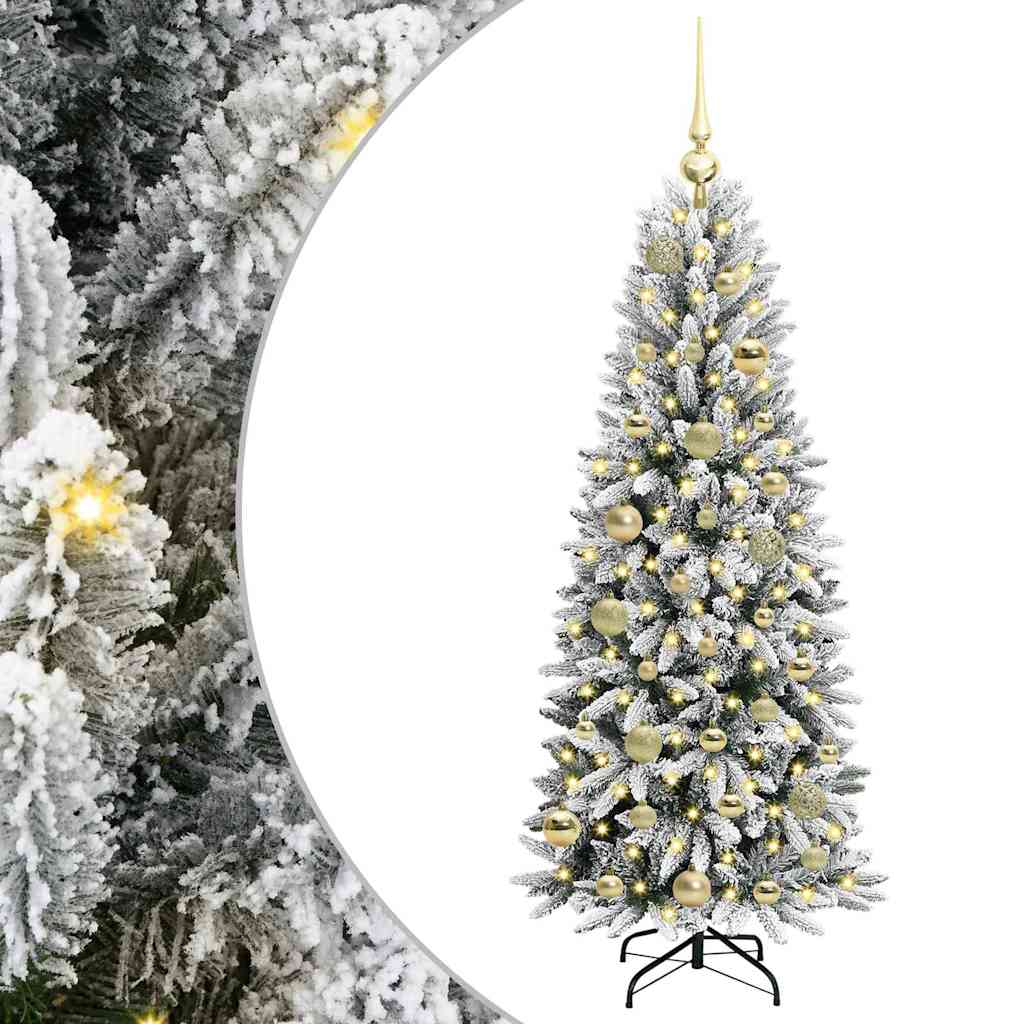 Kunstig juletre med 150 LED Hvit 120 cm PVC, plast, stål og PE