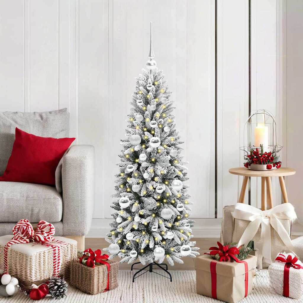 Kunstig juletre med 150 LED Hvit 120 cm PVC, plast, stål og PE