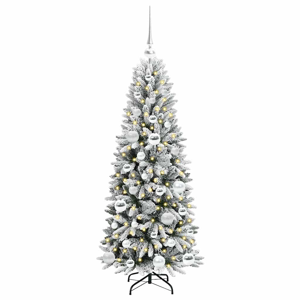 Kunstig juletre med 150 LED Hvit 120 cm PVC, plast, stål og PE