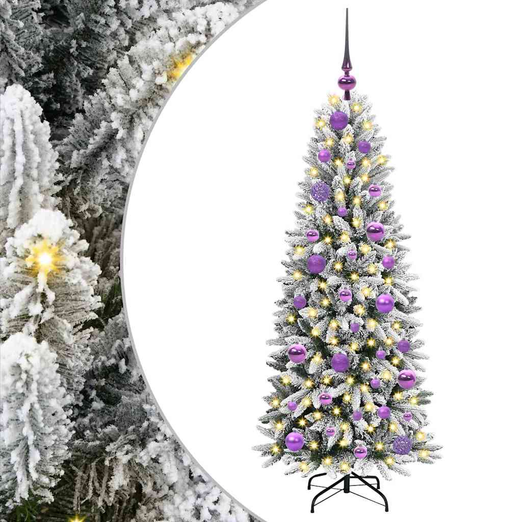 Kunstig juletre med 150 LED Hvit 120 cm PVC, plast, stål og PE