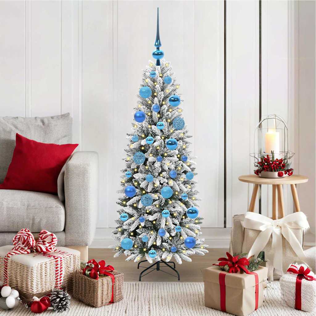 Kunstig juletre med 150 LED Hvit 120 cm PVC, plast, stål og PE