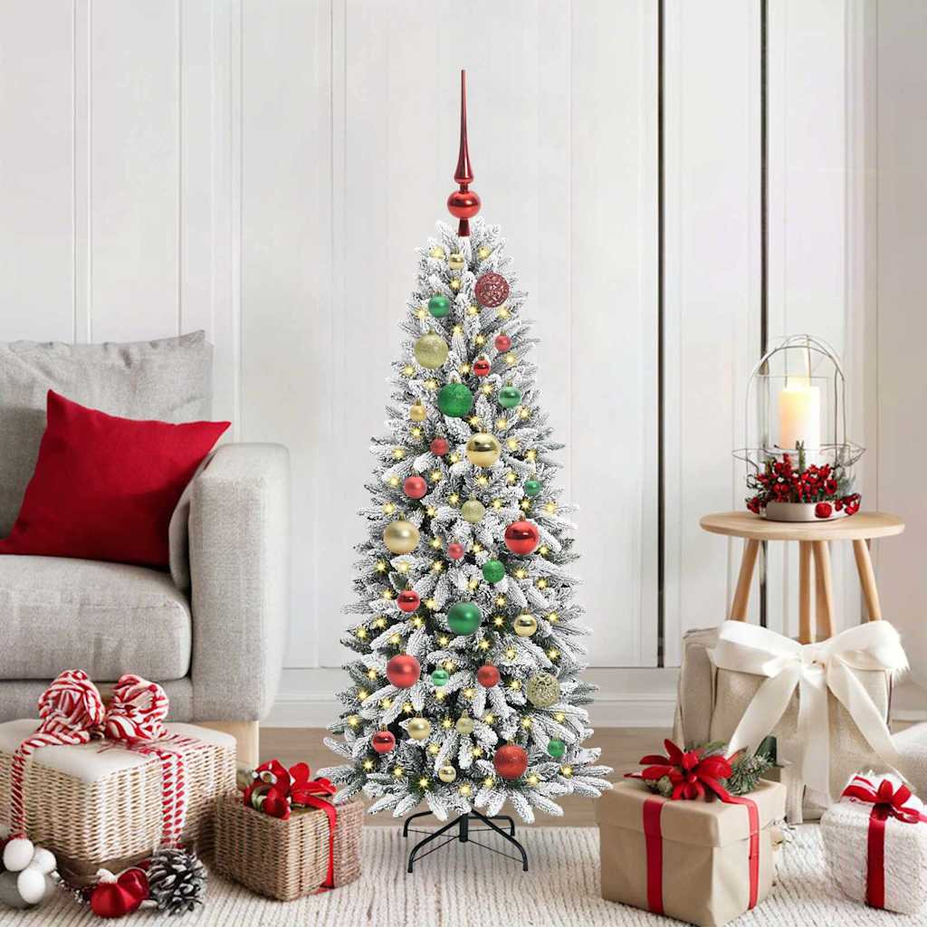 Kunstig juletre med 150 LED Hvit 120 cm PVC, plast, stål og PE
