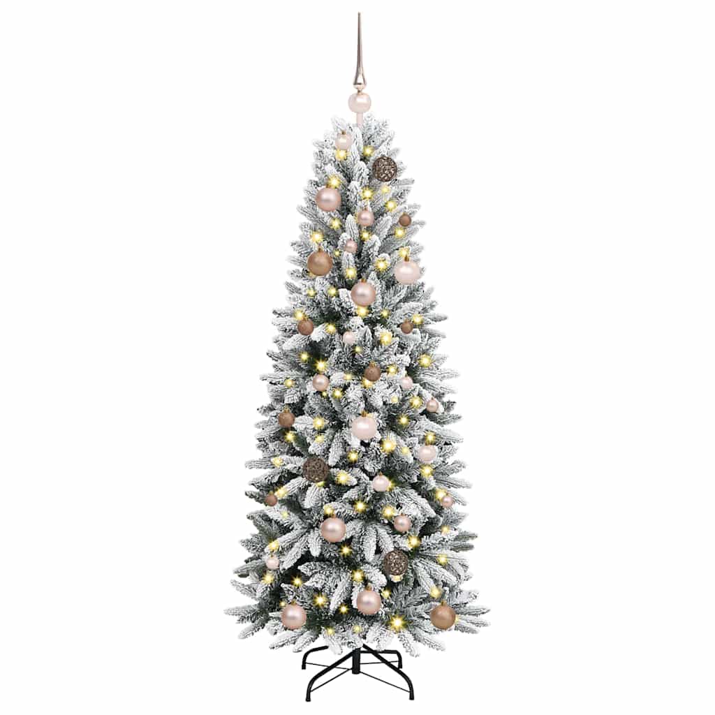 Kunstig juletre med 150 LED Hvit 150 cm PVC, plast, stål og PE