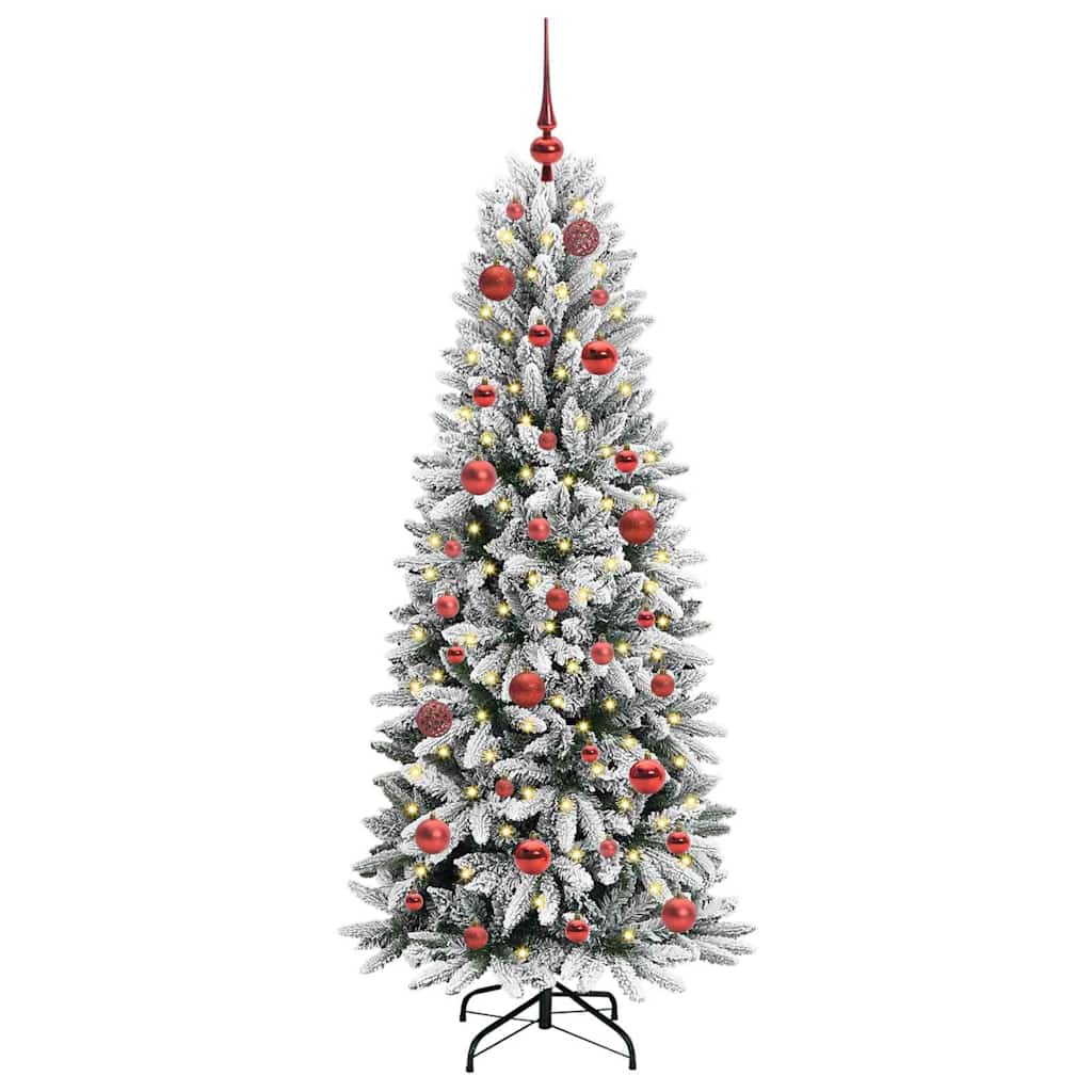 Kunstig juletre med 150 LED Hvit 150 cm PVC, plast, stål og PE