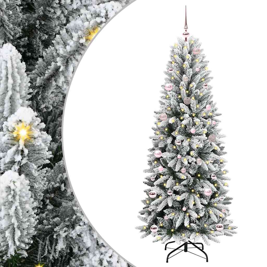 Kunstig juletre med 150 LED Hvit 150 cm PVC, plast, stål og PE