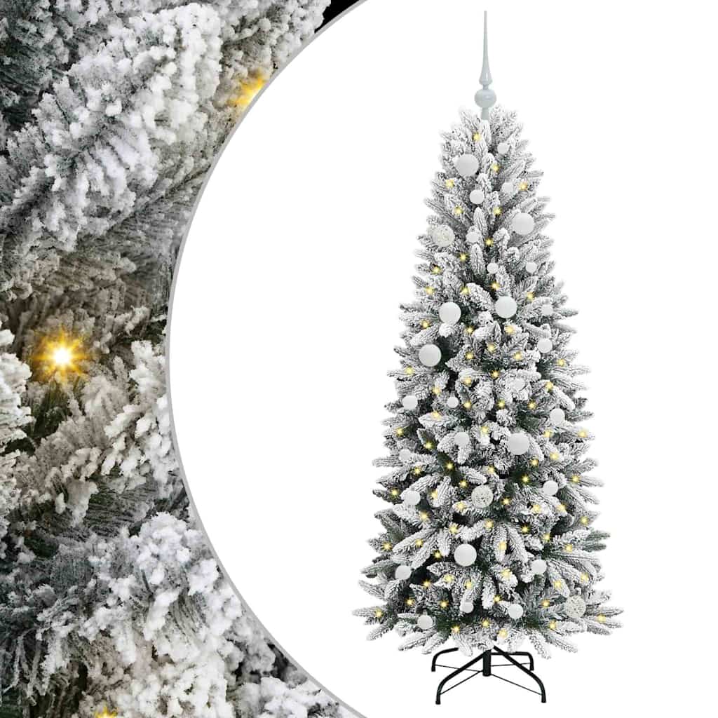 Kunstig juletre med 150 LED Hvit 150 cm PVC, plast, stål og PE
