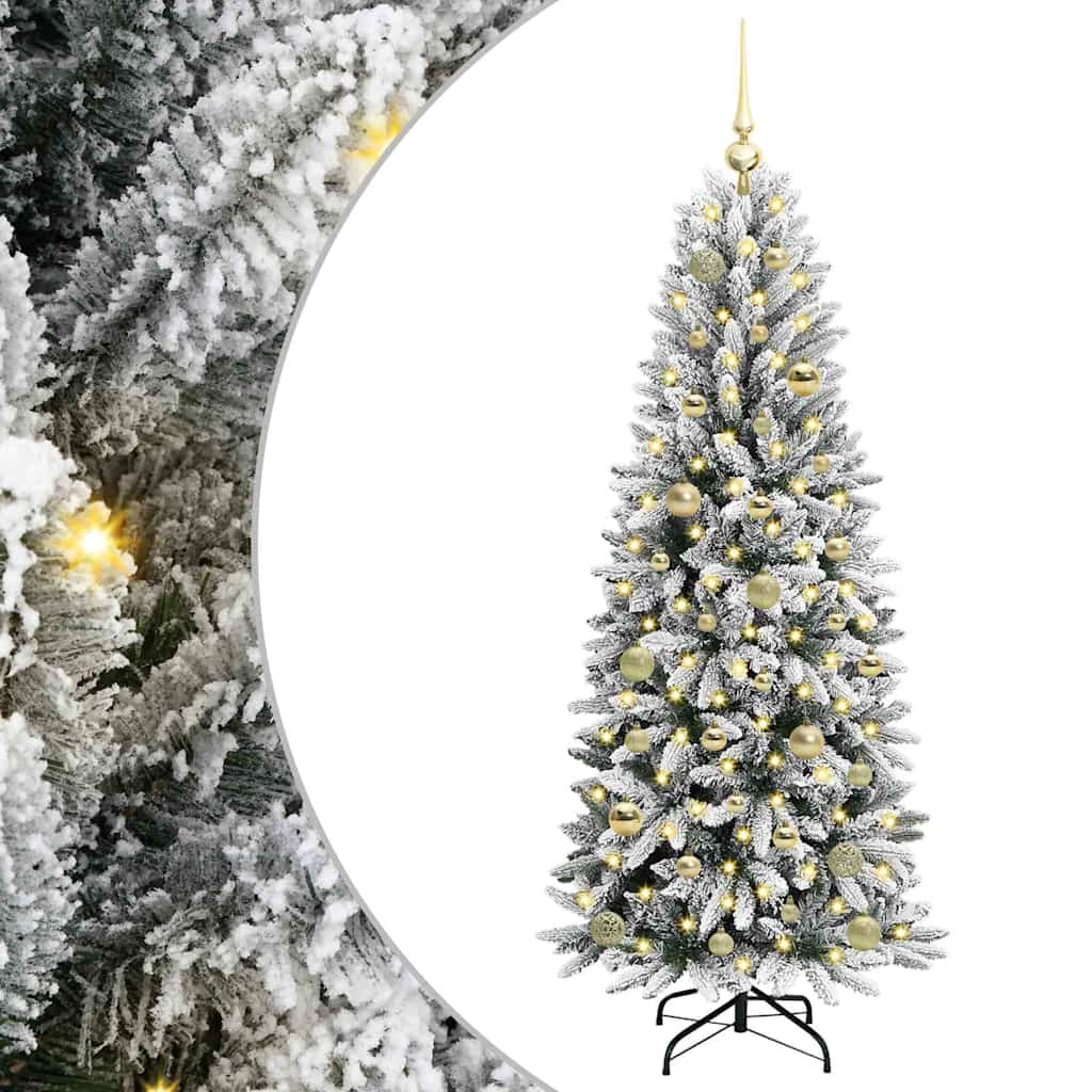 Kunstig juletre med 150 LED Hvit 150 cm PVC, plast, stål og PE