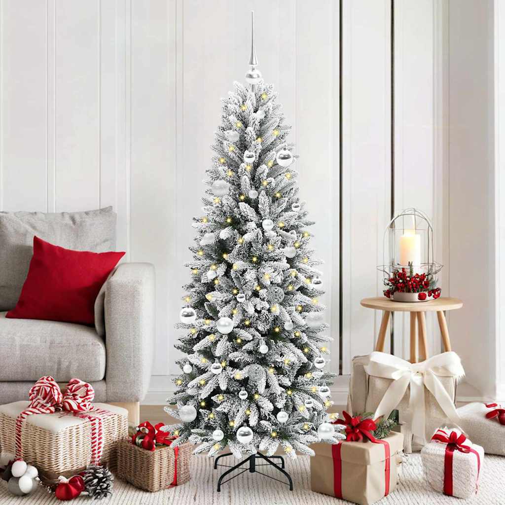Kunstig juletre med 150 LED Hvit 150 cm PVC, plast, stål og PE