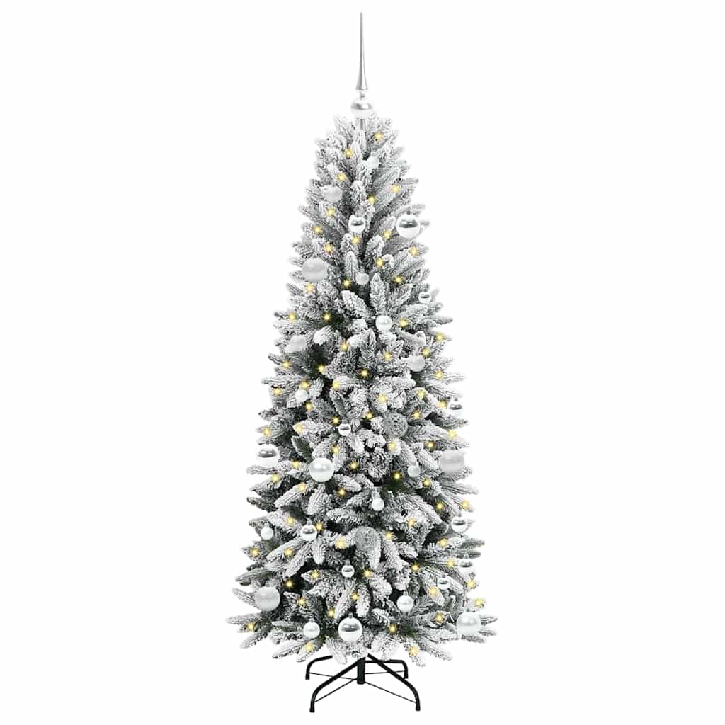 Kunstig juletre med 150 LED Hvit 150 cm PVC, plast, stål og PE