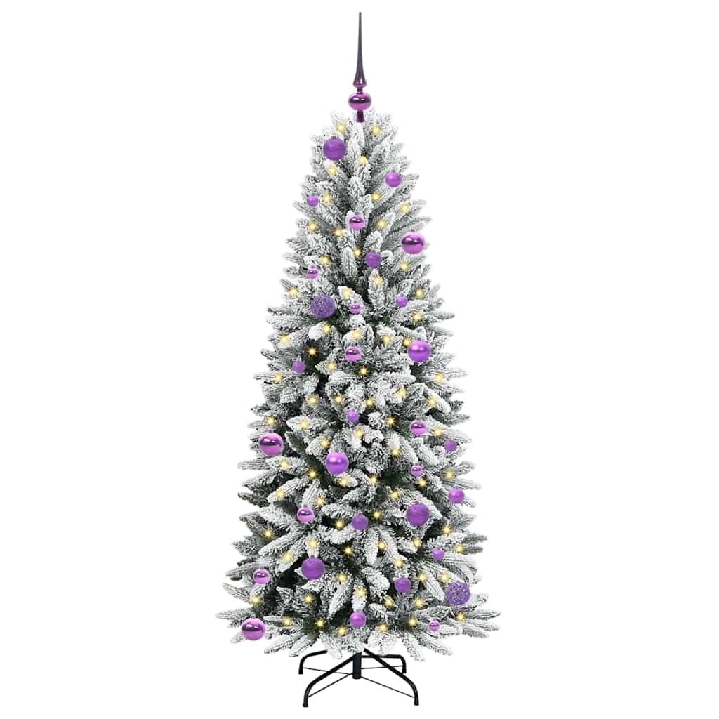 Kunstig juletre med 150 LED Hvit 150 cm PVC, plast, stål og PE