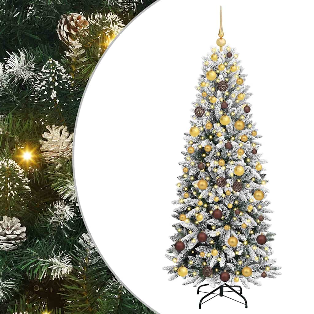 Kunstig juletre med 300 LED Hvit 180 cm PVC, plast, stål og PE