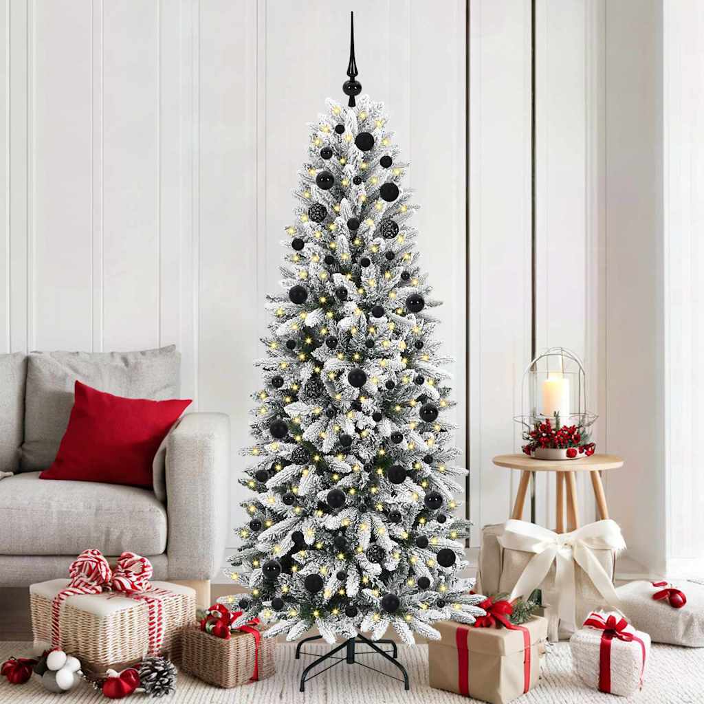 Kunstig juletre med 300 LED Hvit 180 cm PVC, plast, stål og PE