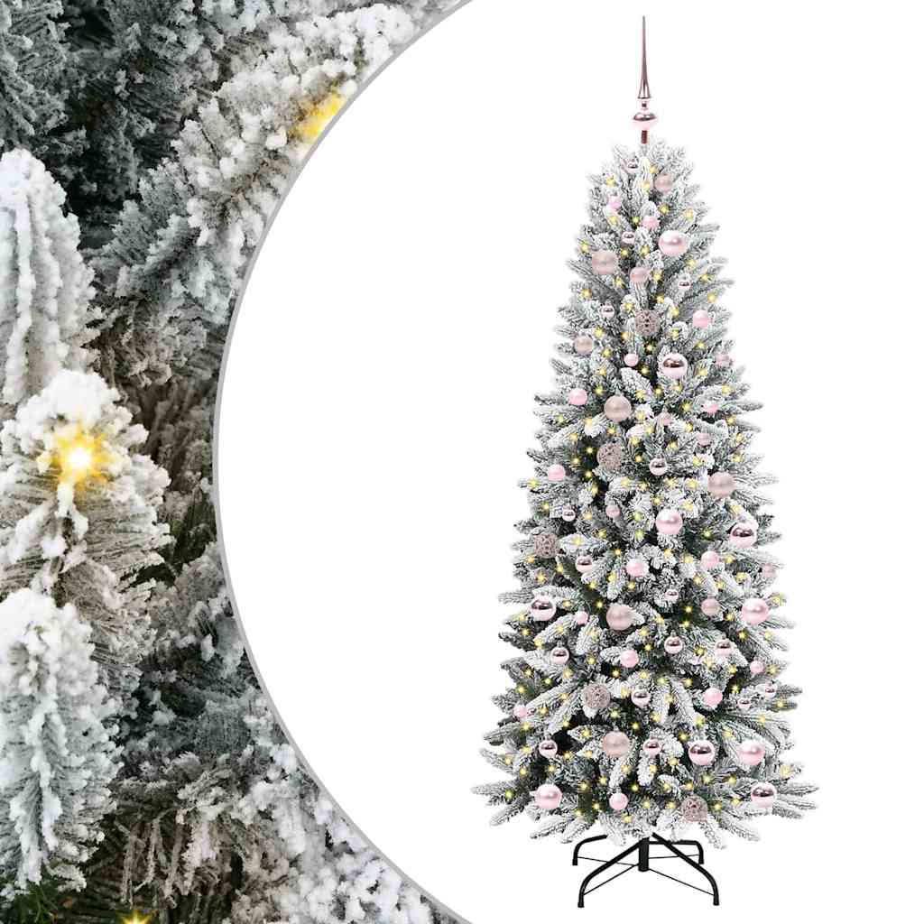 Kunstig juletre med 300 LED Hvit 180 cm PVC, plast, stål og PE