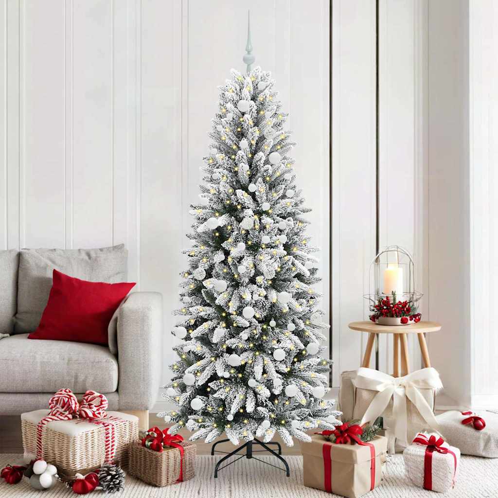 Kunstig juletre med 300 LED Hvit 180 cm PVC, plast, stål og PE