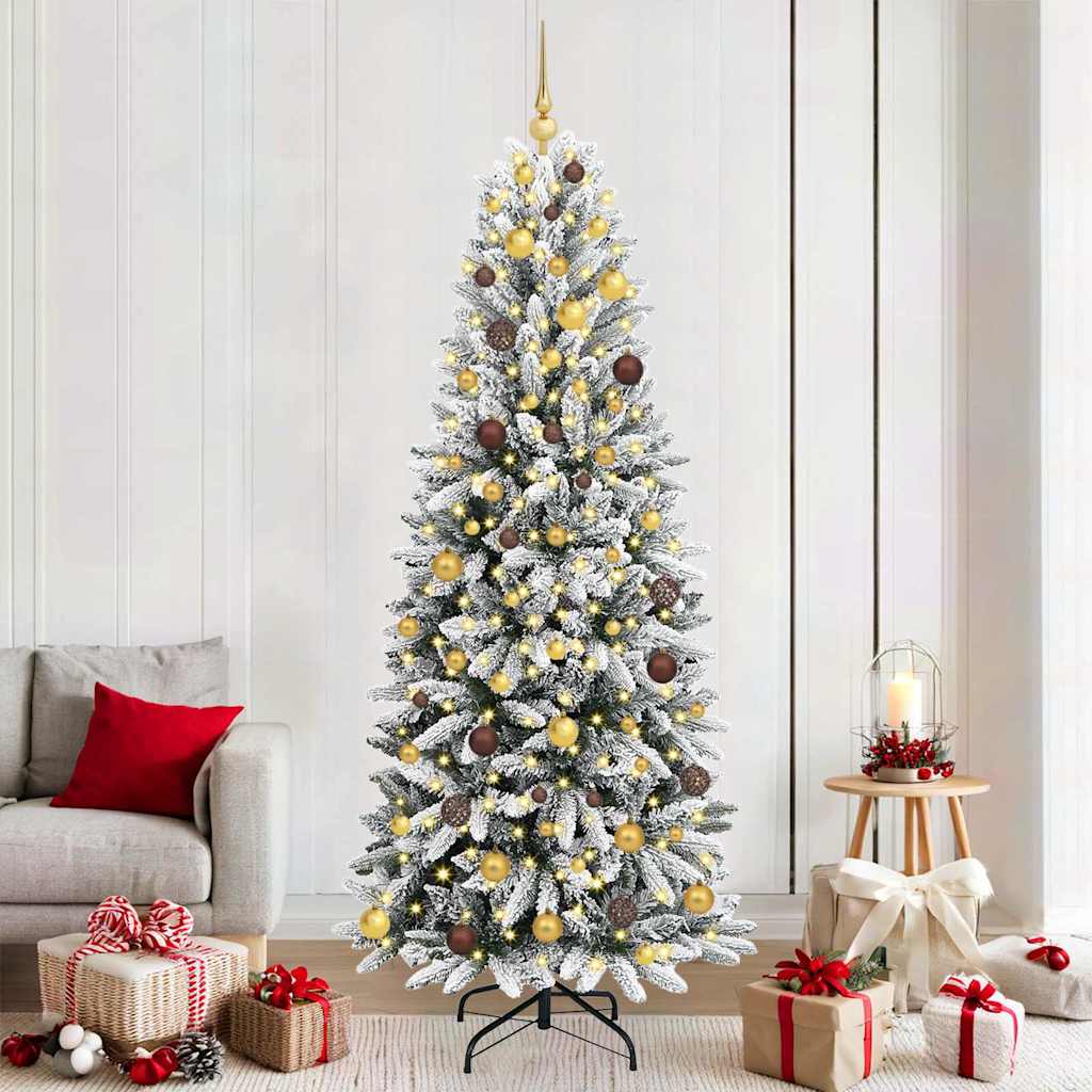 Kunstig juletre med 300 LED Hvit 210 cm PVC, plast, stål og PE