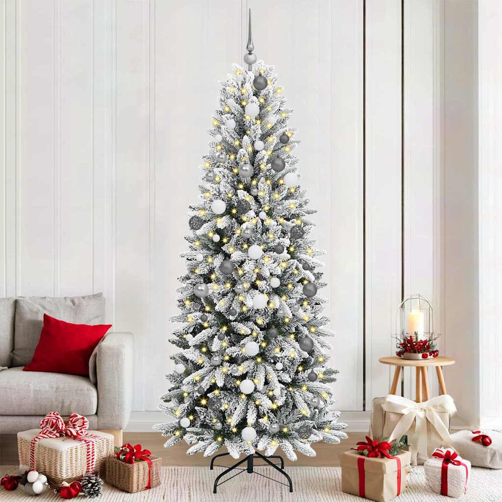 Kunstig juletre med 300 LED Hvit 210 cm PVC, plast, stål og PE
