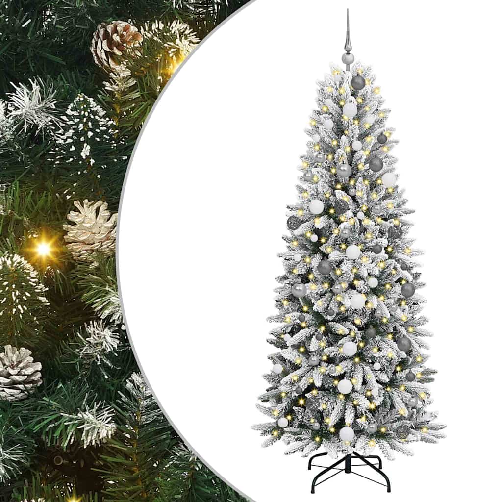 Kunstig juletre med 300 LED Hvit 210 cm PVC, plast, stål og PE