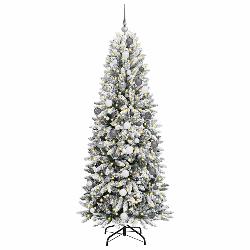 Kunstig juletre med 300 LED Hvit 210 cm PVC, plast, stål og PE