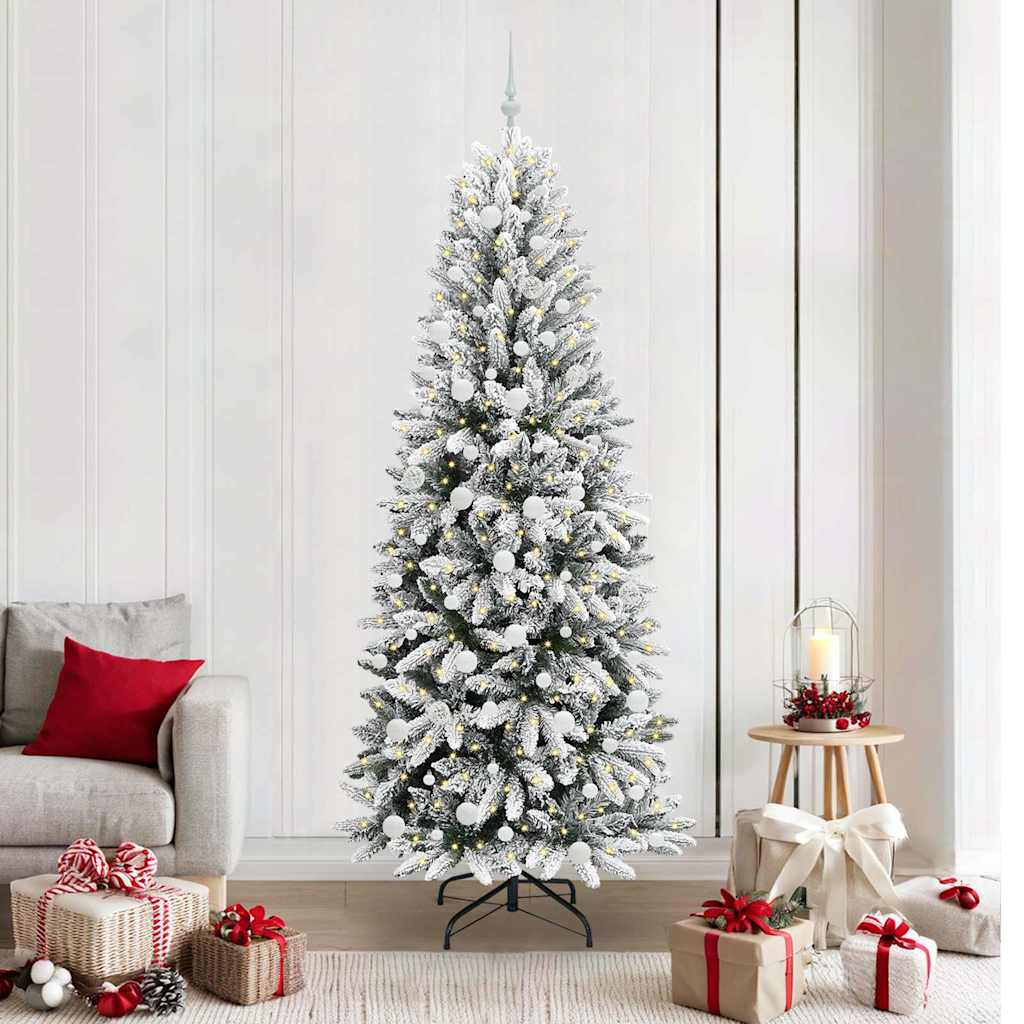 Kunstig juletre med 300 LED Hvit 210 cm PVC, plast, stål og PE