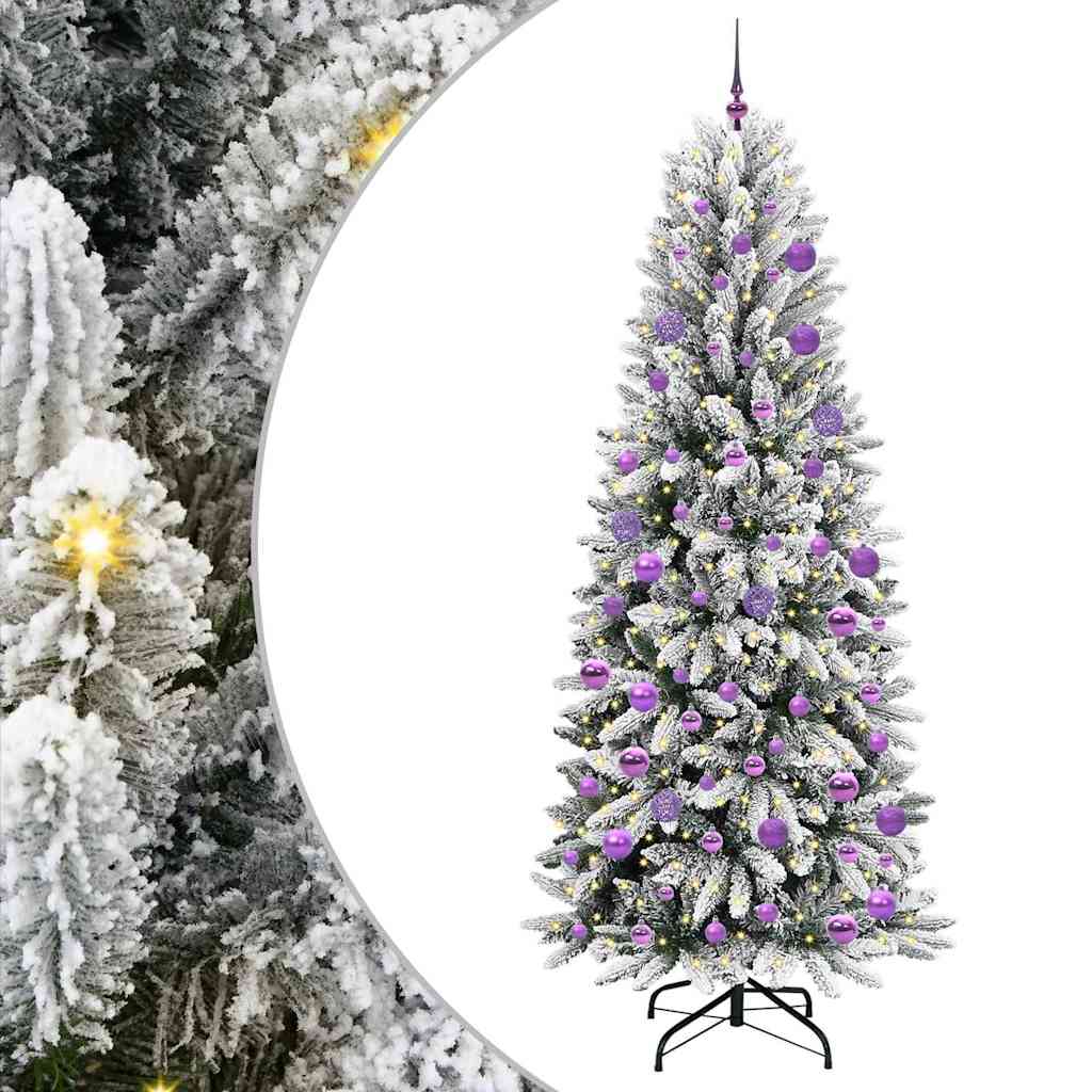 Kunstig juletre med 300 LED Hvit 210 cm PVC, plast, stål og PE