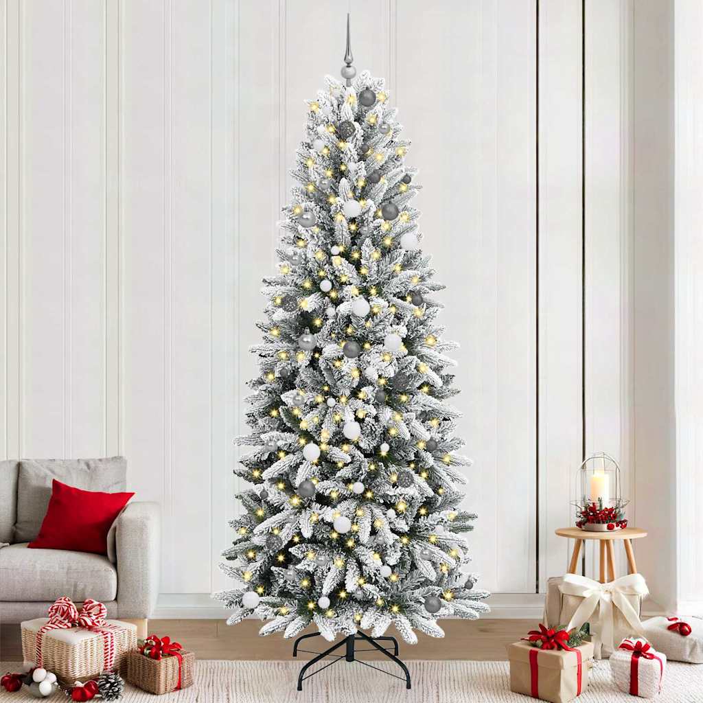 Kunstig juletre med 300 LED Hvit 240 cm PVC, plast, stål og PE