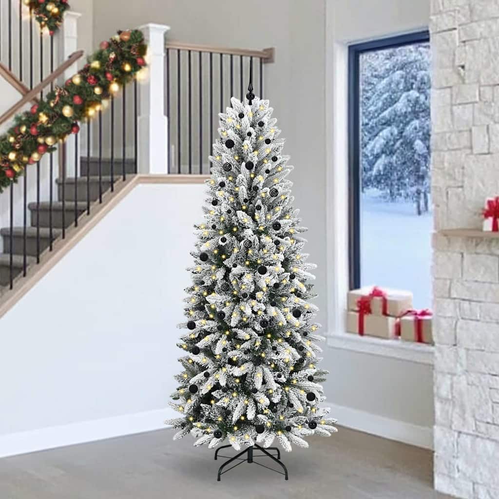 Kunstig juletre med 300 LED Hvit 240 cm PVC, plast, stål og PE