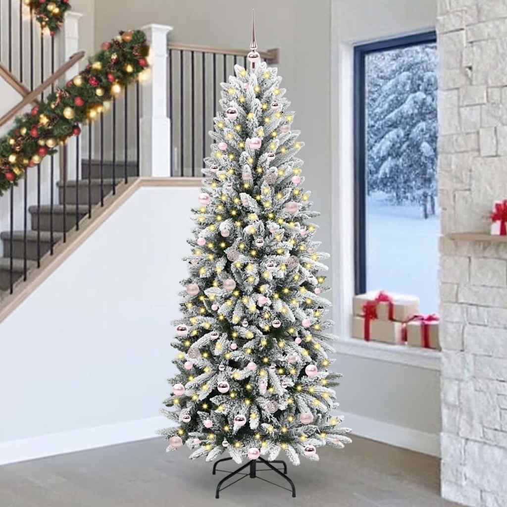 Kunstig juletre med 300 LED Hvit 240 cm PVC, plast, stål og PE