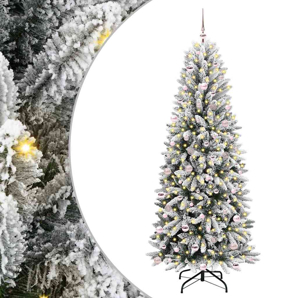 Kunstig juletre med 300 LED Hvit 240 cm PVC, plast, stål og PE