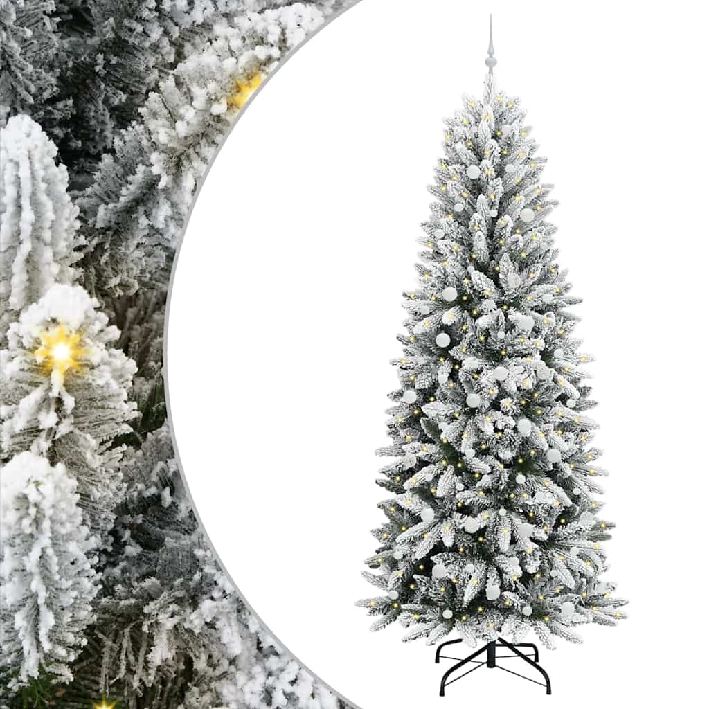 Kunstig juletre med 300 LED Hvit 240 cm PVC, plast, stål og PE