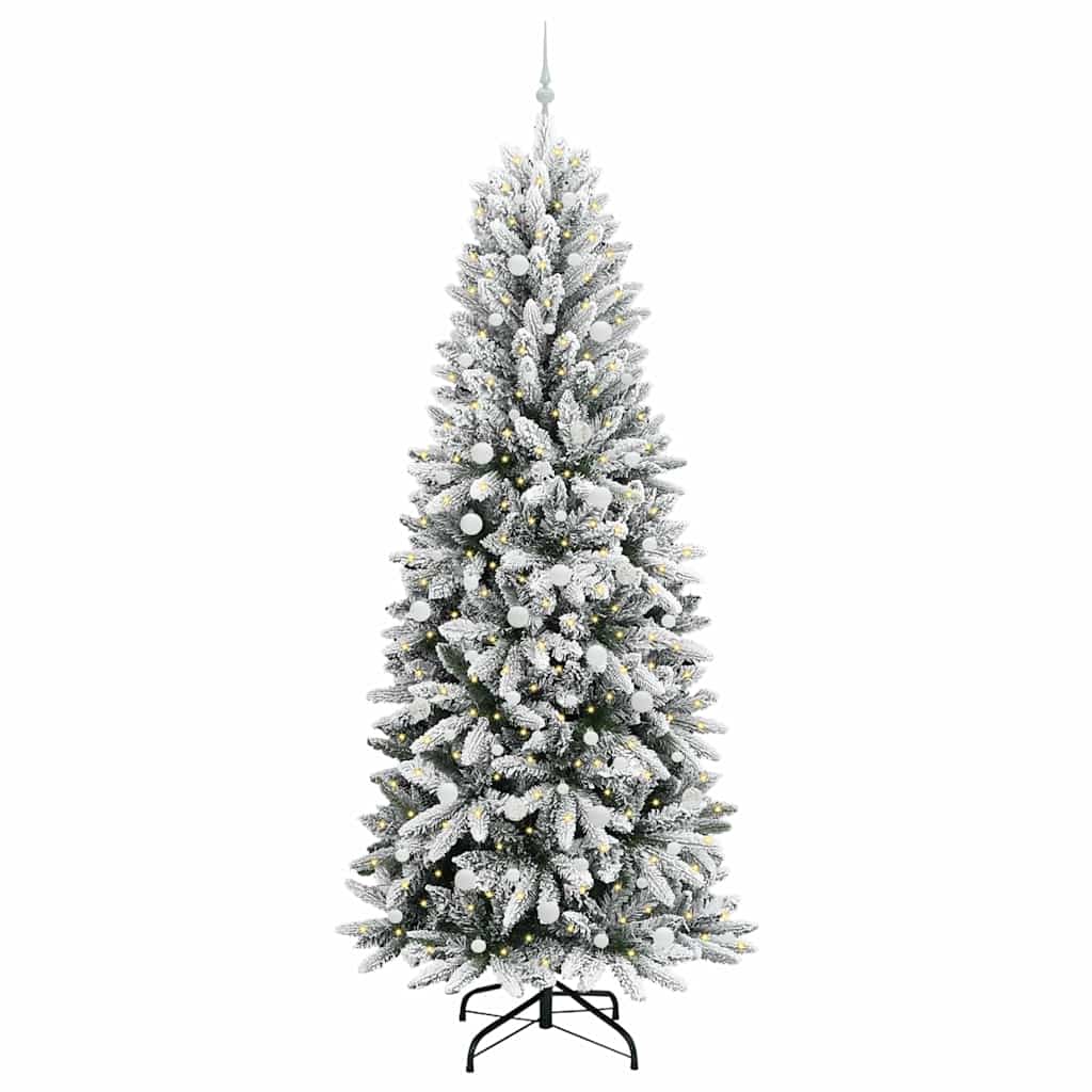 Kunstig juletre med 300 LED Hvit 240 cm PVC, plast, stål og PE