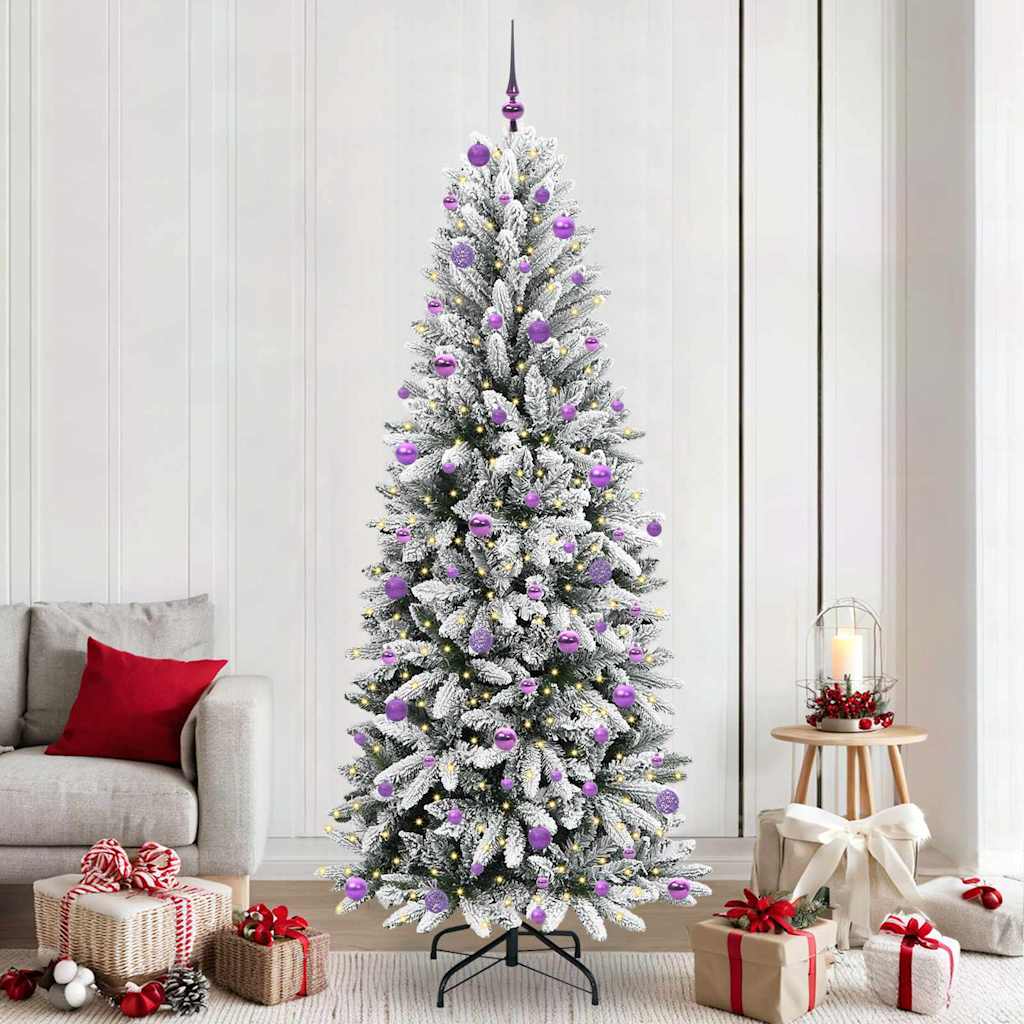 Kunstig juletre med 300 LED Hvit 240 cm PVC, plast, stål og PE